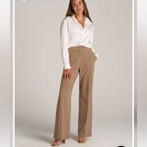 DANA BUCHMAN | WOOL Stretch Wide Leg Trousers High Rise Dress Pants - 12